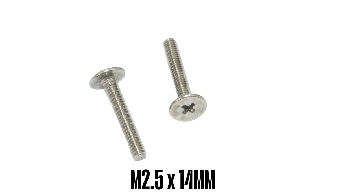M2.5 x 14mm Phillips Flat Head Screw for Turntable Cartridge Headshell Mount - Pack of 50 Black