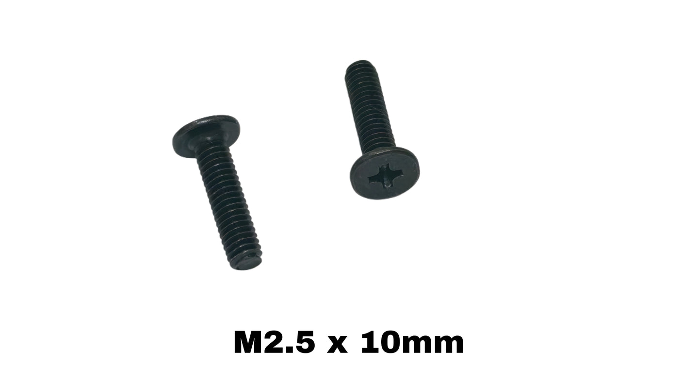 M2.5 x 10mm Phillips Flat Head Screw for Turntable Cartridge Headshell Mount - Pack of 50 Black