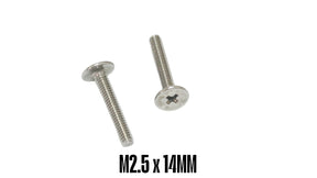 M2.5 x 14mm Phillips Flat Head Screw for Turntable Cartridge Headshell Mount - Pack of 50 Black