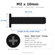 M2 x 10mm Black Wafer Head Upper Cover & Hinge Cover Screws for Gateway EC14D & LT31, Packard Bell EasyNote Butterfly xs & dot M/A – 10-Pack Replacement
