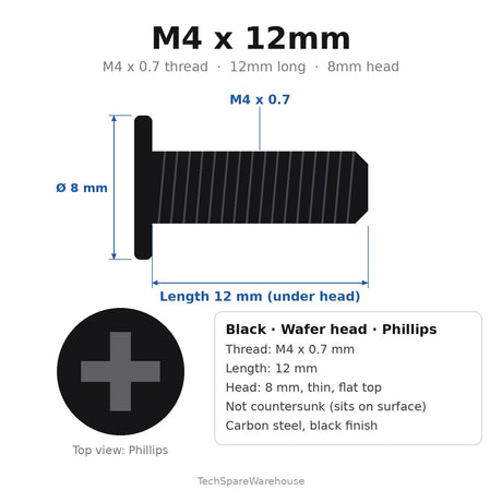 M4 x 12mm Black Wafer Head RC Chassis Screws for Traxxas Revo / Jato / Slash / Stampede (3937) & Team Associated (ASC89207) – 10-Pack Replacement