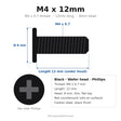M4 x 12mm Black Wafer Head eBike Display Holder Screws for Bosch eBike Smart System 1-Arm Holder BDS3630 & Display Holders BDS3210 / BDS3250 – 8-Pack Replacement