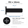 M4 x 16mm Black Wafer Head TV Wall Bracket Screws for Insignia NS-24DF310NA19, NS-32DF310NA19 & NS-39DF510NA19 – 8-Pack Replacement