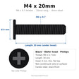 M4 x 20mm Black Wafer Head TV Wall Bracket Screws for Samsung HG32NJ690F / HG32NJ690W 32in – 8-Pack Replacement