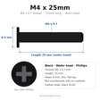M4 x 25mm Black Wafer Head TV Stand Screws for Vizio V4K50M-0807, VQD50R-1007, VQP75C-84 & TCL 40S303, 43S303 – 8-Pack Replacement