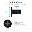 M5 x 10mm Black Wafer Head Folding Mechanism Screws for GOTRAX GXL V2, Rival, XR Ultra & XR Elite – 10-Pack Replacement