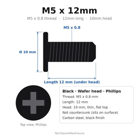 M5 x 12mm Black Wafer Head Cut-off Saw Screws for STIHL TS400 Cut-off Saw (replaces IS-M5x12 9022 341 0960) – 10-Pack Replacement