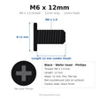 M6 x 12mm Black Wafer Head TV Back-Panel Screws for Vizio VQD65R-1004, VQD70R-1001, VQM55C-1004, VQM65C-1004 – 8-Pack Replacement