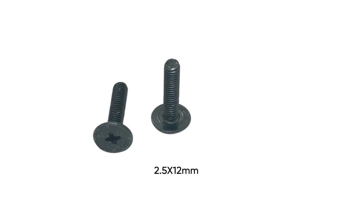 M2.5 x 12mm Phillips Flat Head Screw for Turntable Cartridge Headshell Mount - Pack of 50 Black